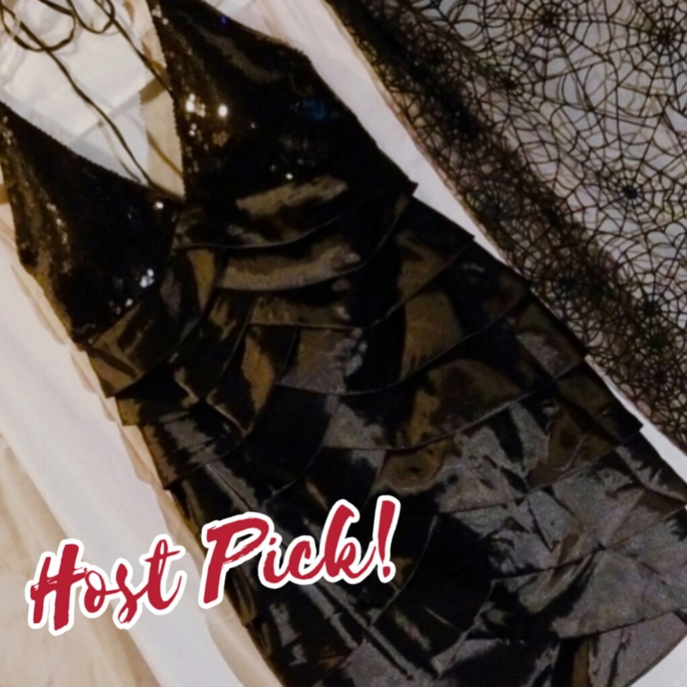 Halter Sequin and Satin little black dress. NWT